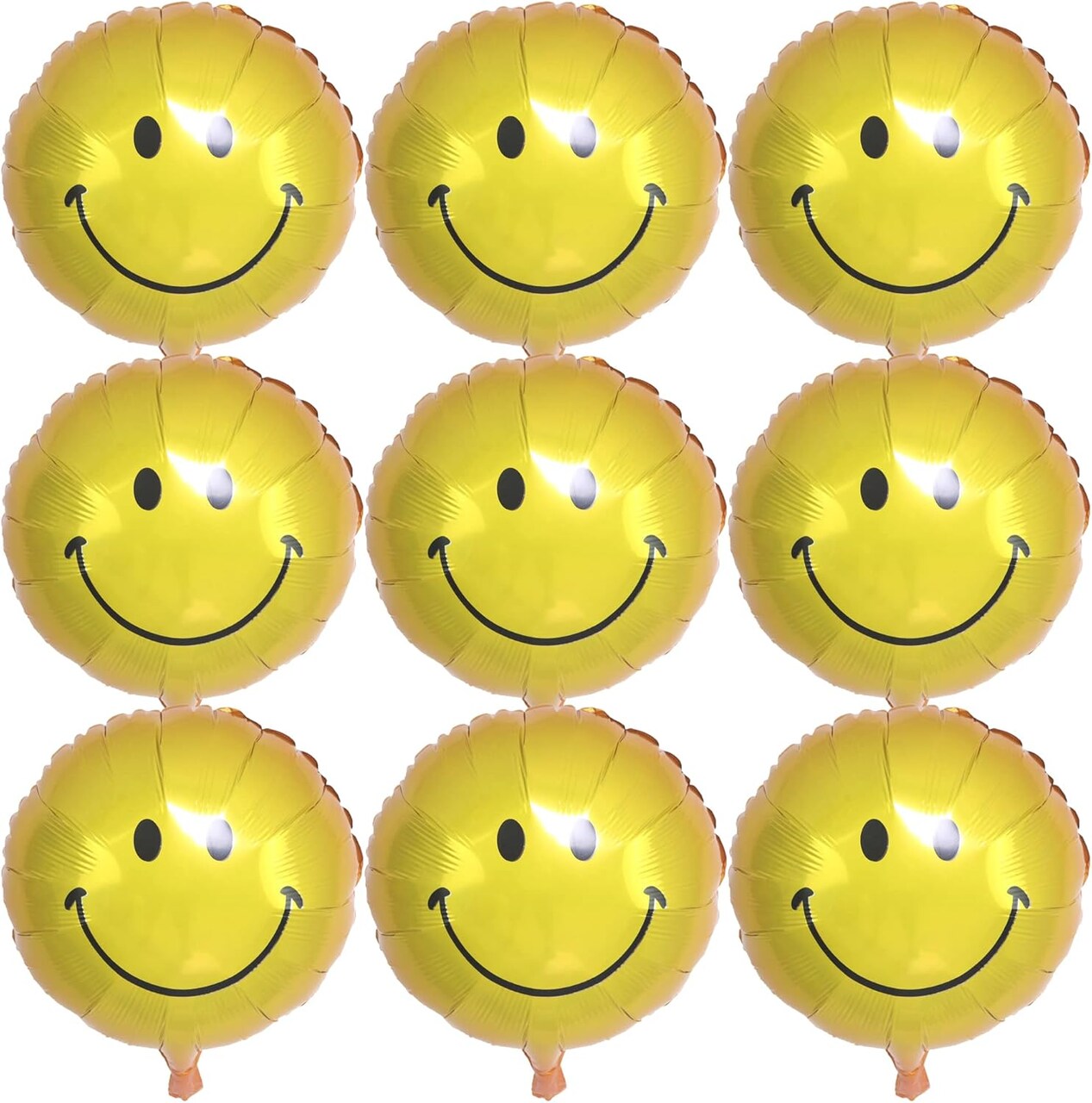 10 Pack 18 Inch Yellow Smiley Face Mylar Foil Balloons – Happy Birthday & Party Decorations (Yellow)